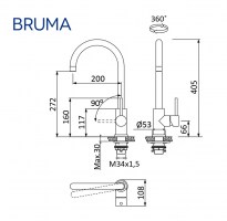 MEDIDAS MONOMANDO COCINA INOX BRUMA